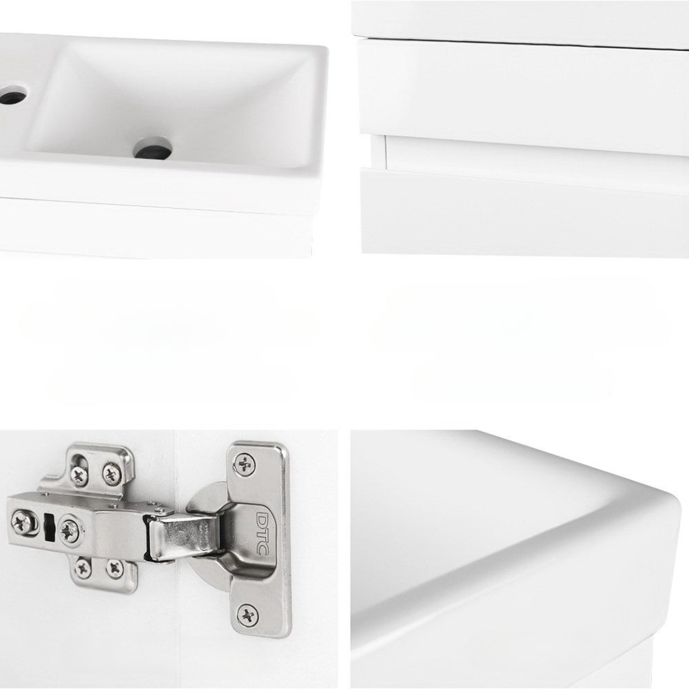 400mm Bathroom Vanity Basin Cabinet Sink Storage Wall Hung Ceramic Basins Wall Mounted White