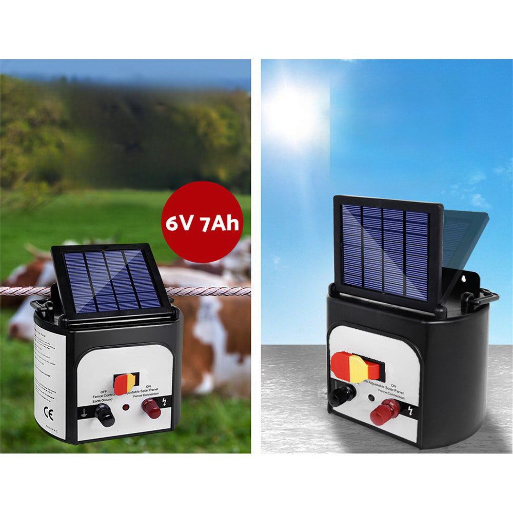 Solar Powered Electric Fence Energiser Set Energizer with Tape 0.3j - 8km