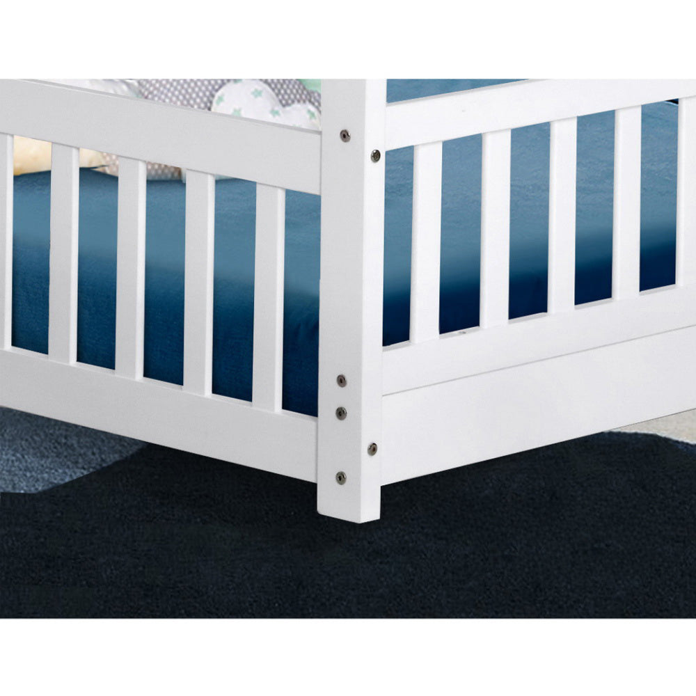 Wooden Bed Frame Single Size Timber Mattress Base Pine Platform White ROCK
