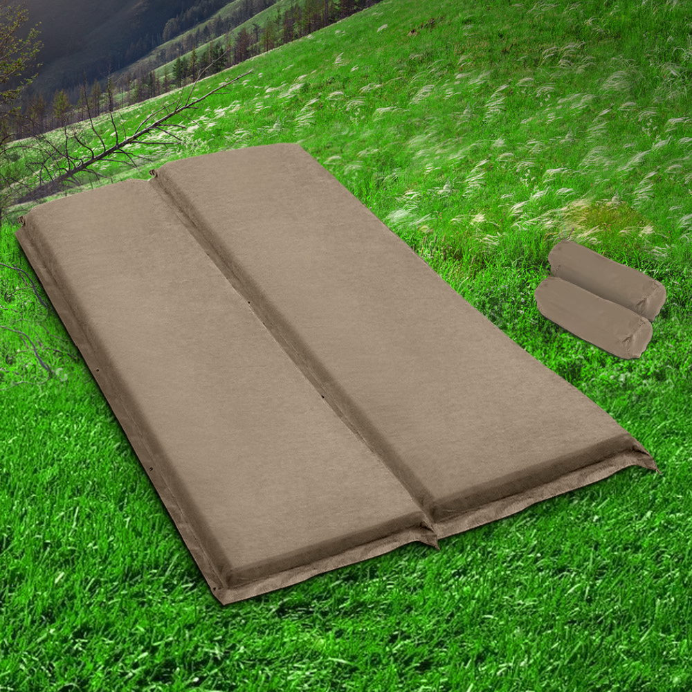 Camping Self Inflating Sleeping Mat Air Bed Double - Coffee