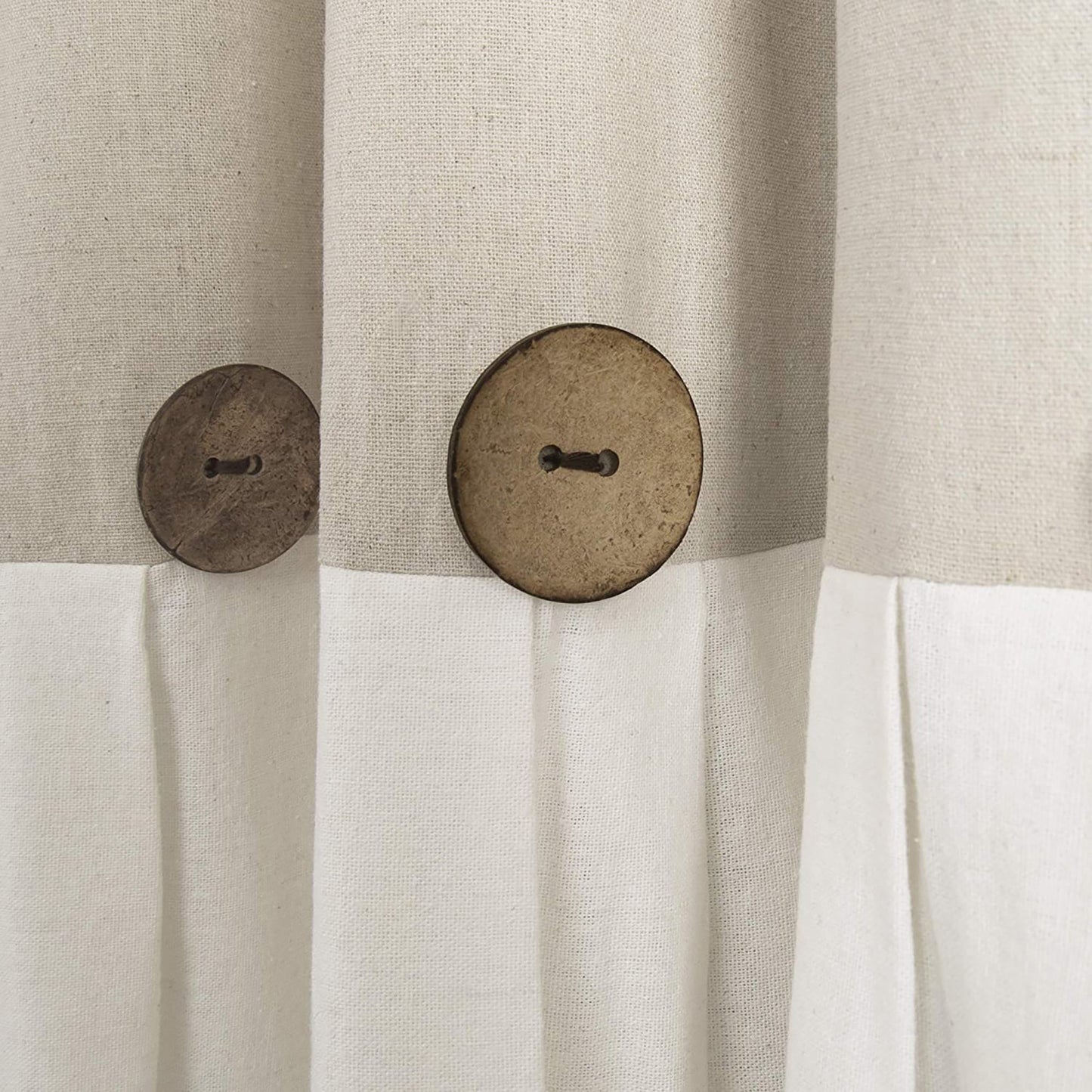 1pc Elegant Linen Button Window Curtain Panels Single Linen 40x95 Inches - Beige