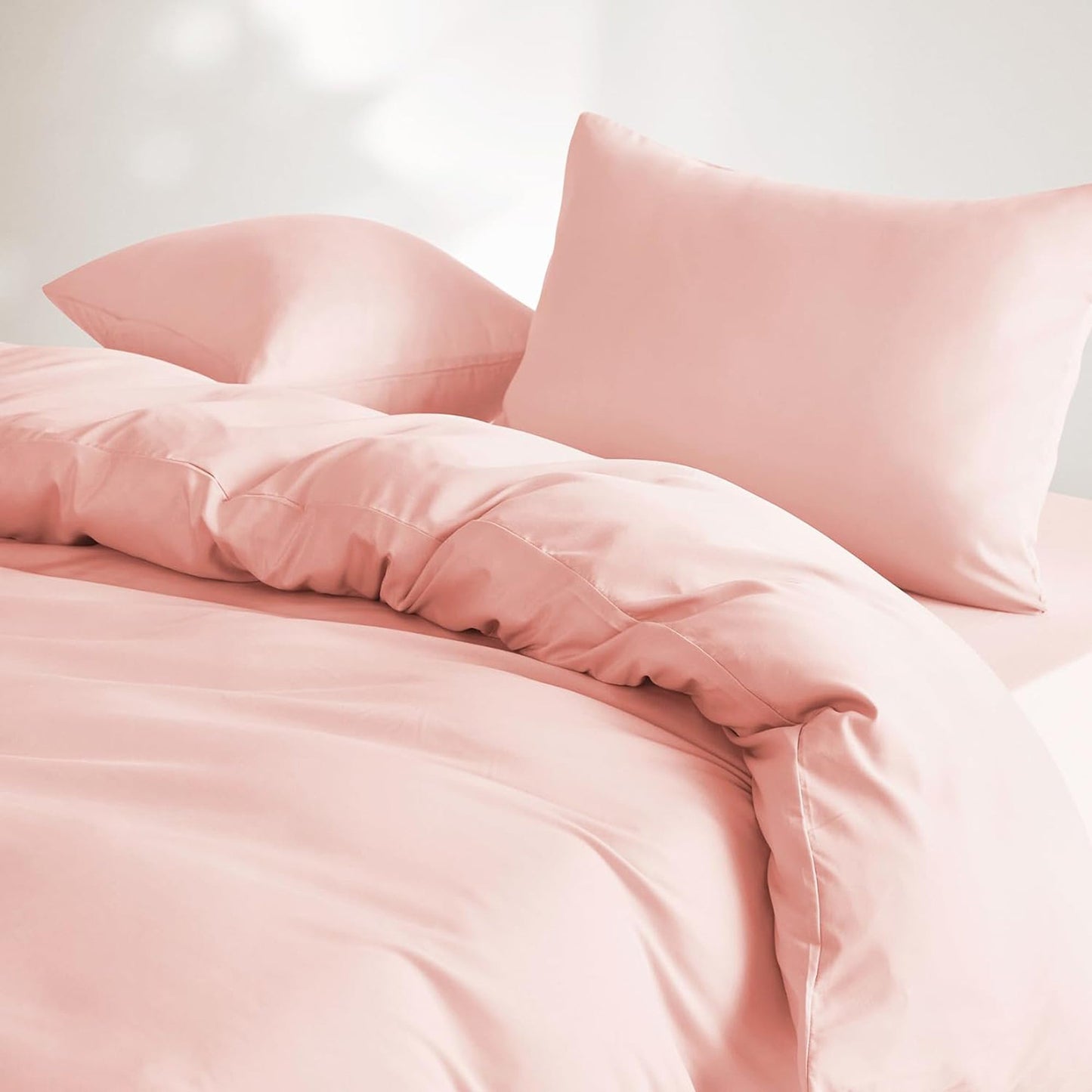 1000TC Ultra Soft Microfiber Duvet Doona Cover Bedding Quilt Cover Set - Light Pink