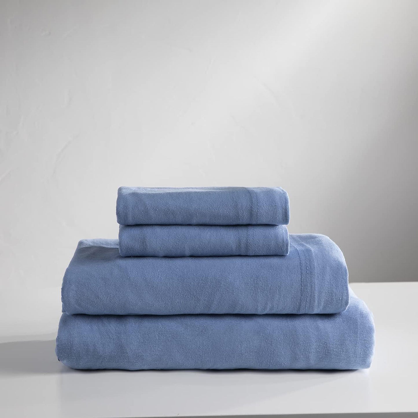 Flannel Cotton Jersey Bed Sheet Set - Blue
