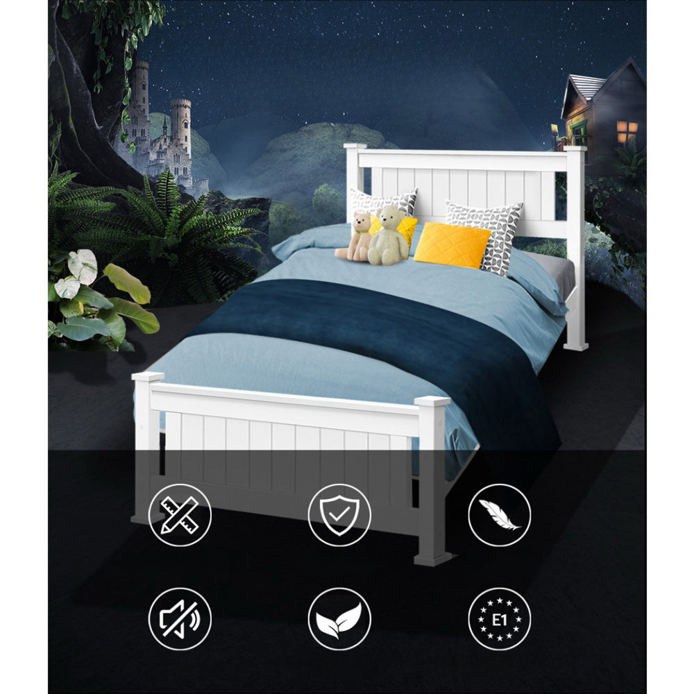Single Size Wooden Bed Frame - White