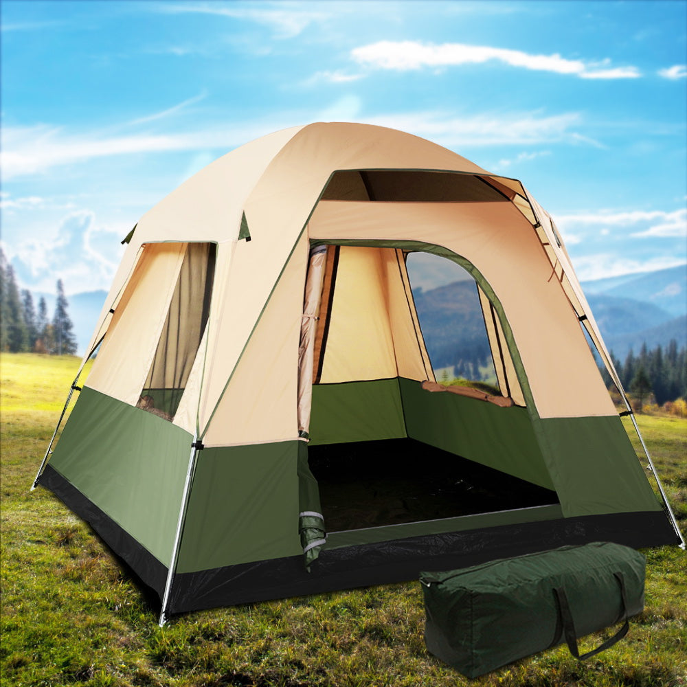 Family Camping Tent Hiking Beach Tents Green - Fits 4 Person
