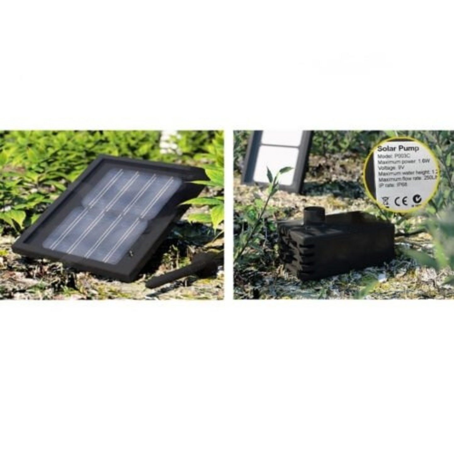 Solar Water Fountain Pump Garden Bird Bath Outdoor Indoor Panel Features