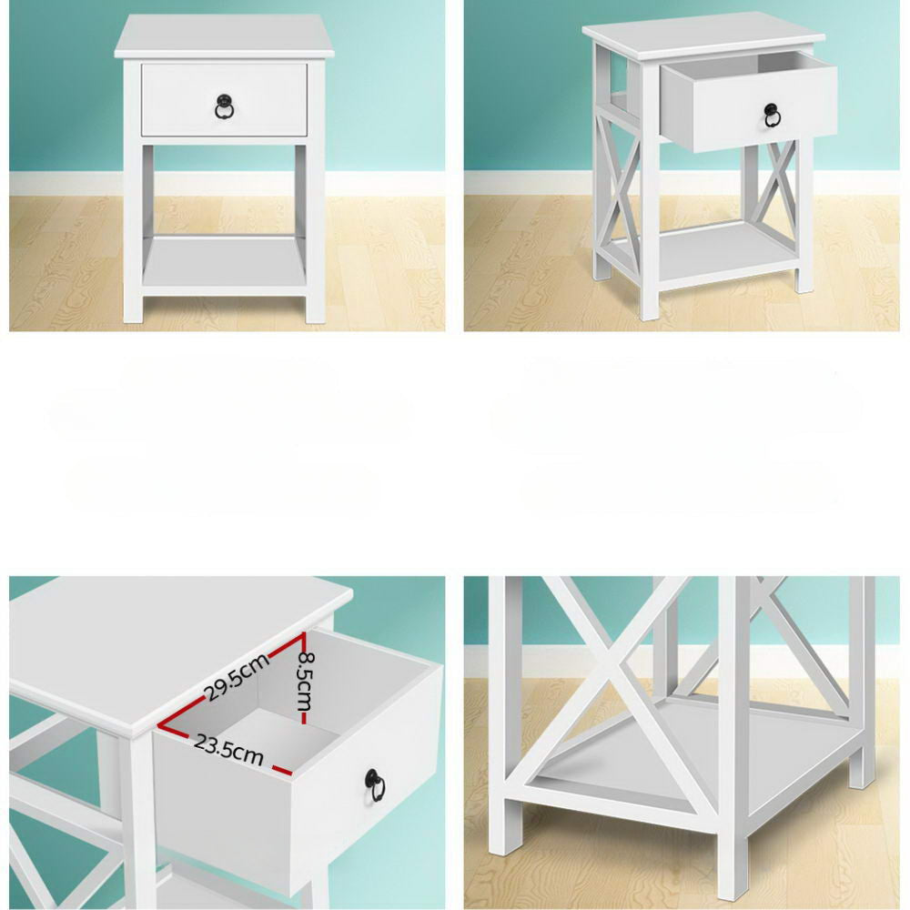 Set of 2 Bedside Tables Drawers Side Table Nightstand Lamp Chest Unit Cabinet
