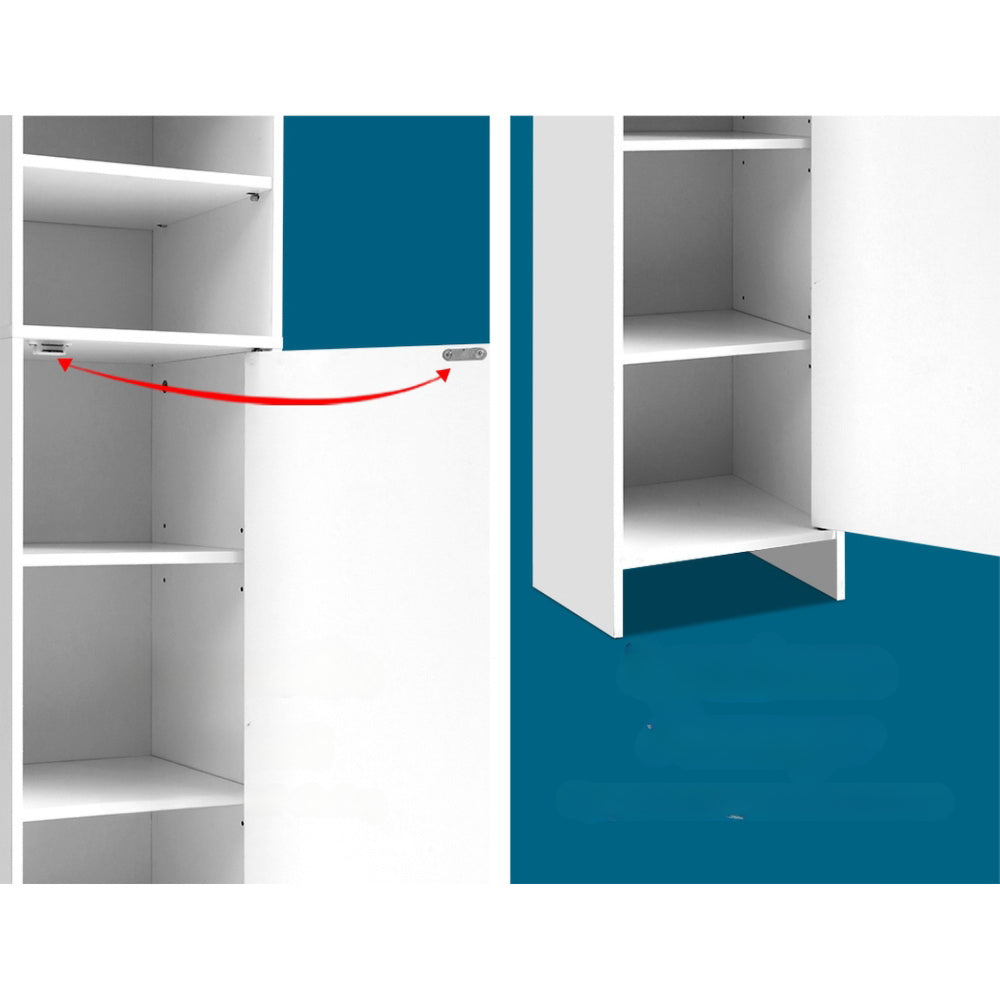 185cm Bathroom Tallboy Toilet Storage Cabinet Laundry Cupboard Adjustable Shelf White