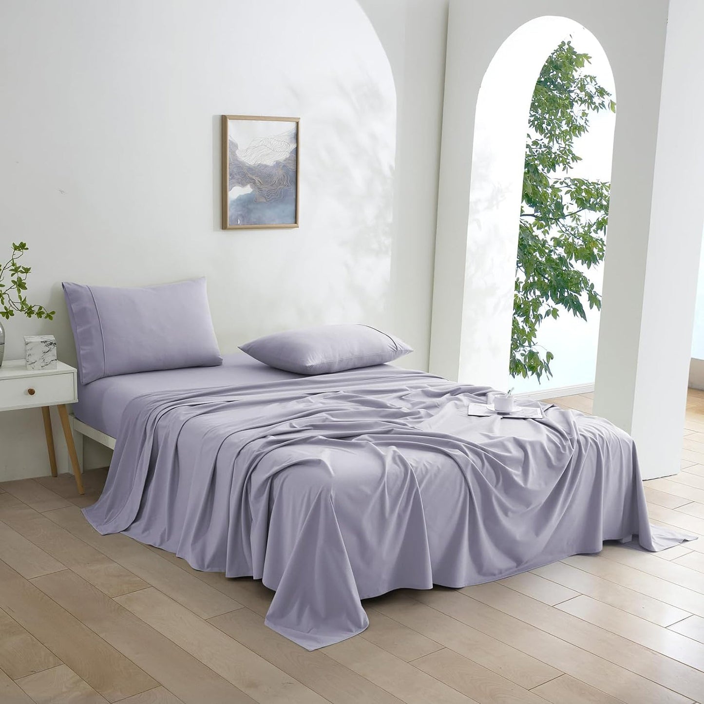 130 GSM Flannelette Soft Luxurious Micro Flannel Bed Sheet Set - Lavender