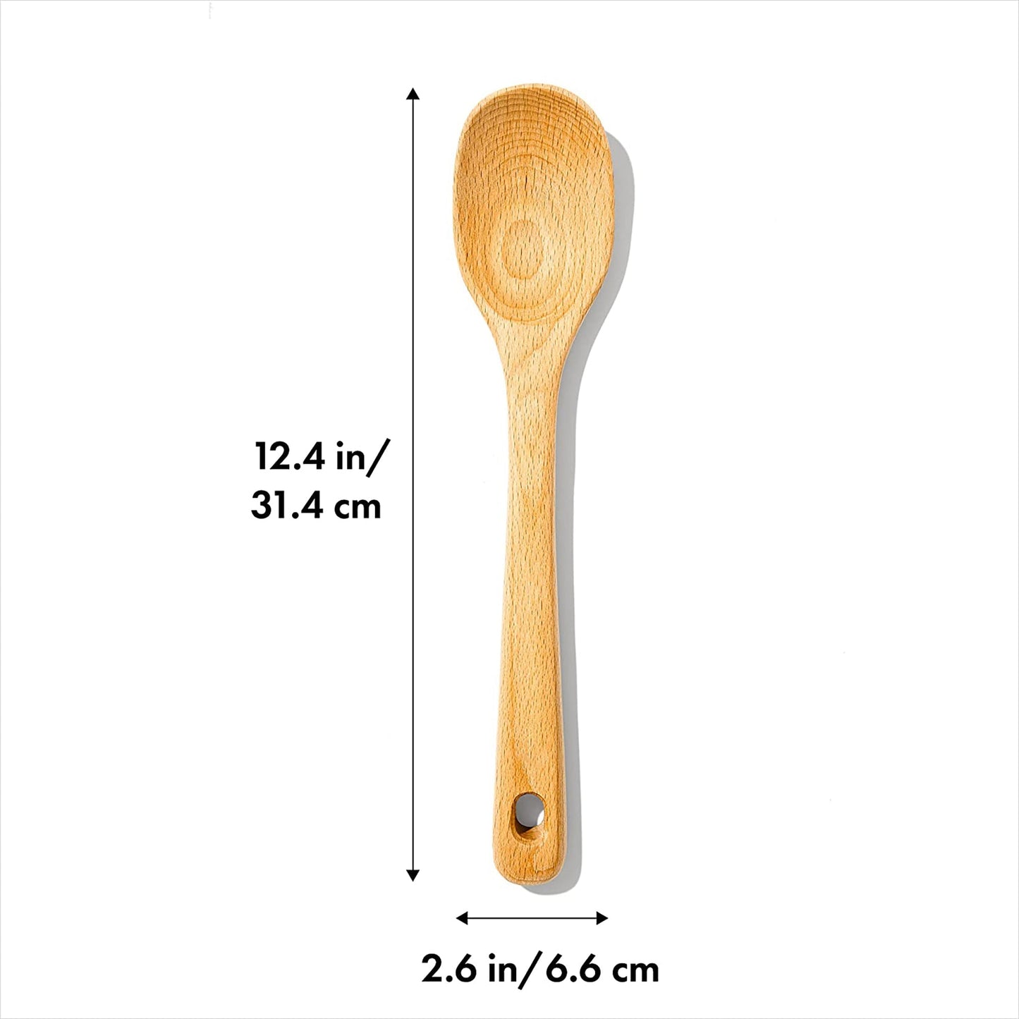 Large Wooden Spoon Solid Beechwood - 12.4x2.6 Inch