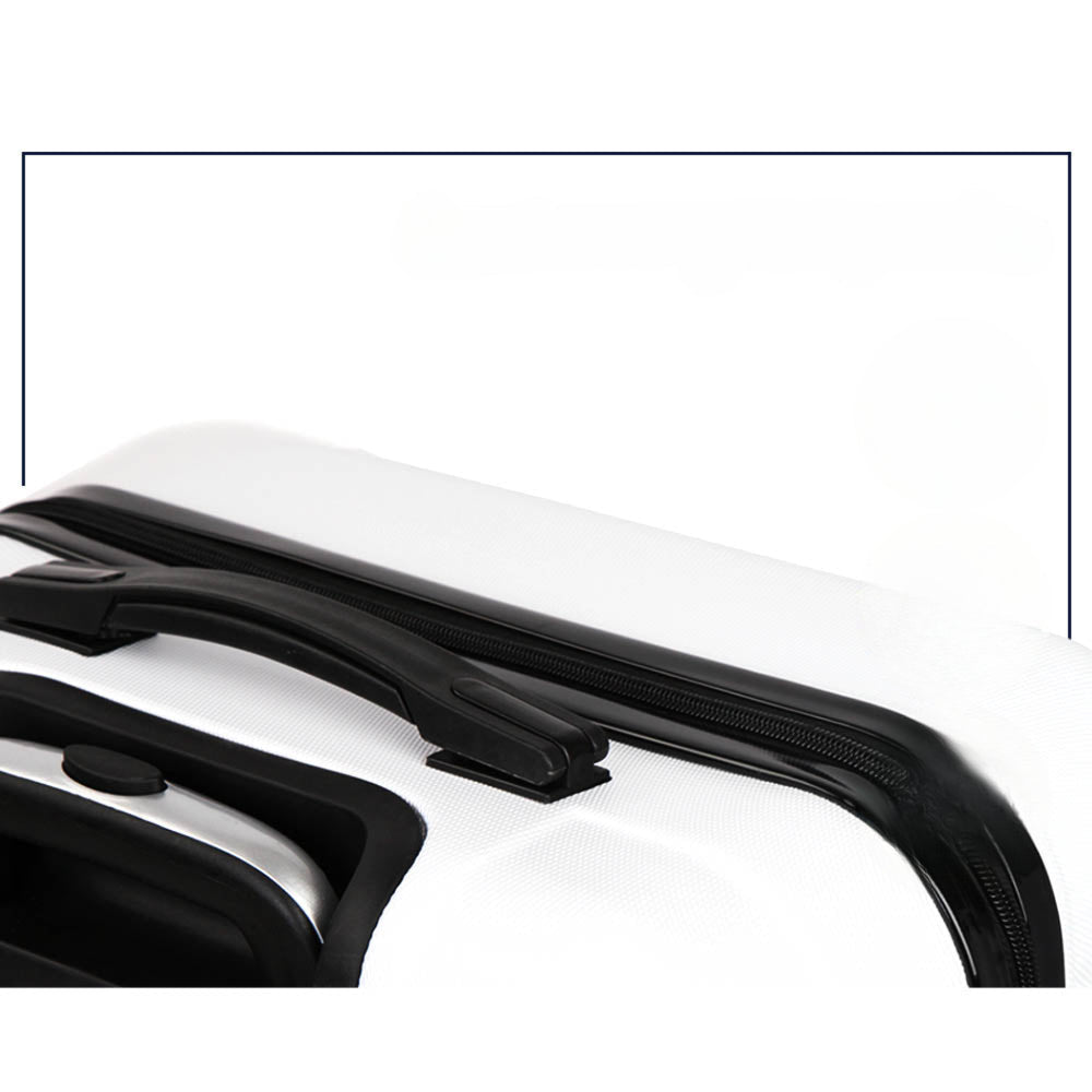 3pcs Luggage Trolley Set Travel Suitcase TSA Hard Case White