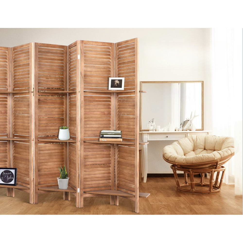 Room Divider Screen 8 Panel Privacy Dividers Shelf Wooden Timber Stand