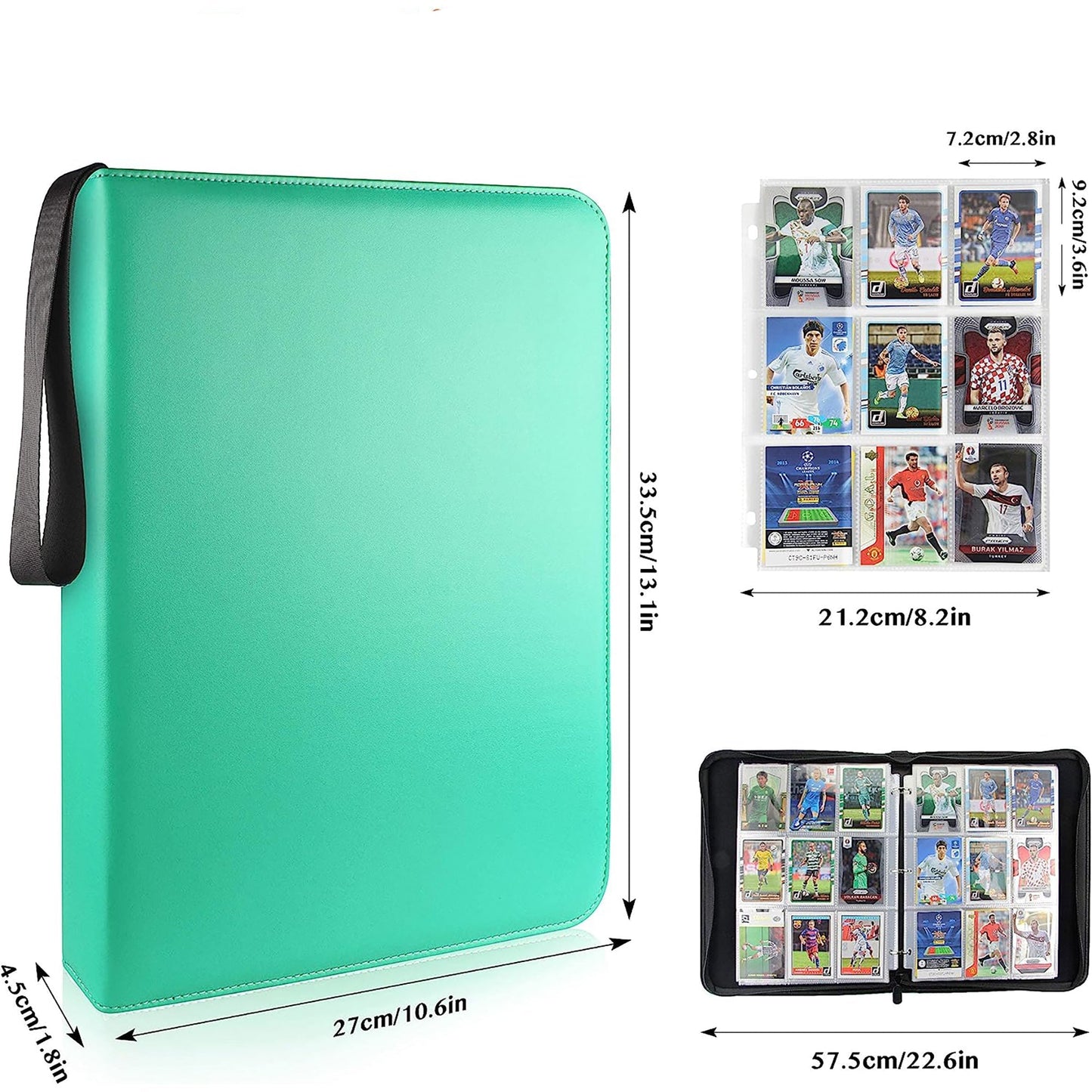 9-Pocket Pages Sleeves Card Binder Protector for PKMN Trading Cards 900 Pockets Card - Teal