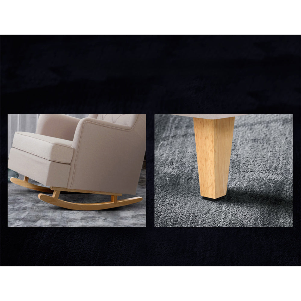 Rocking Armchair Feedining Chair Fabric Armchairs Lounge Recliner Beige