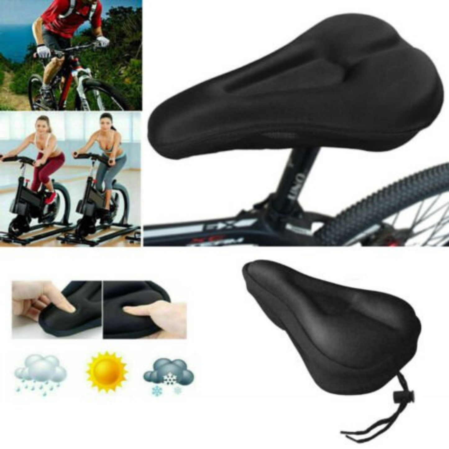 Extra Comfort Bike Saddle Seat Cover Soft Gel Pad Cushion for Bicycle Cycle