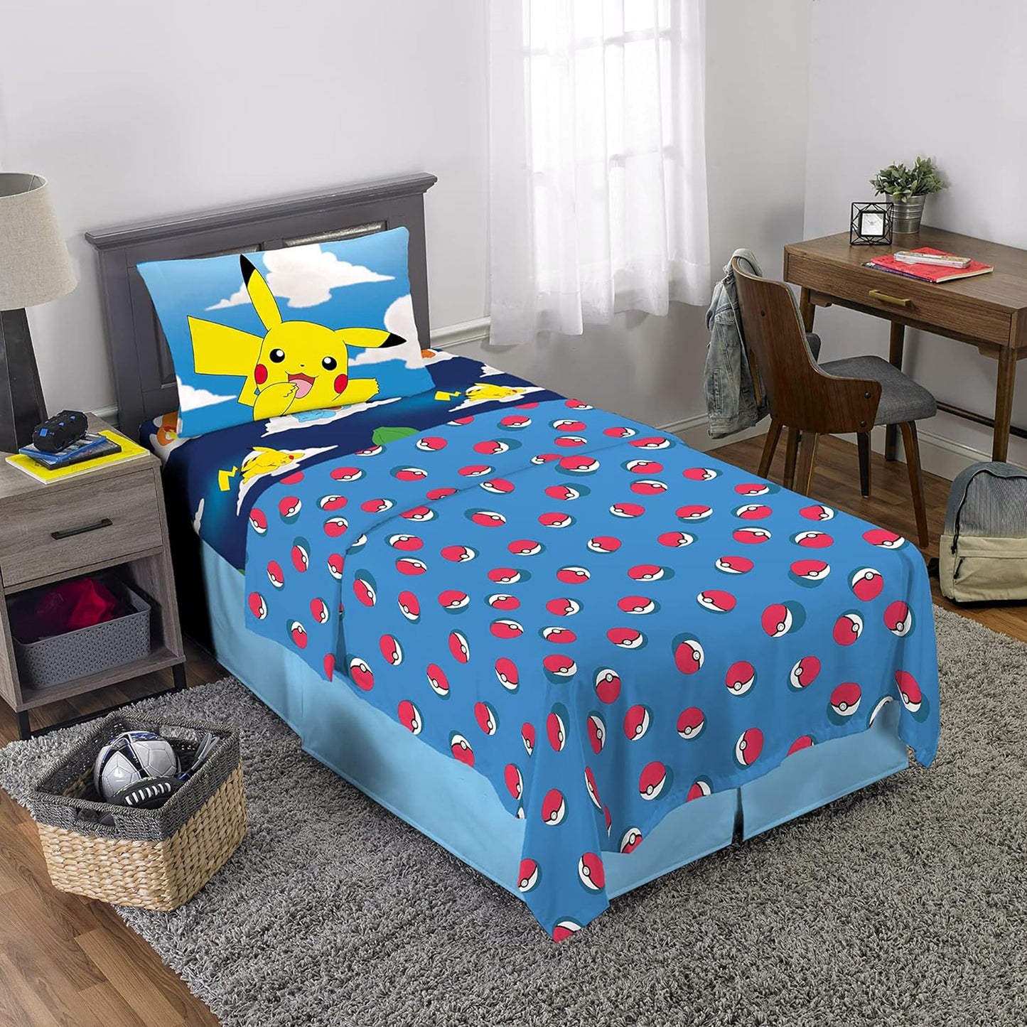 Kids Bedding Super Soft Microfibre Bed Sheet Set - Pokemon