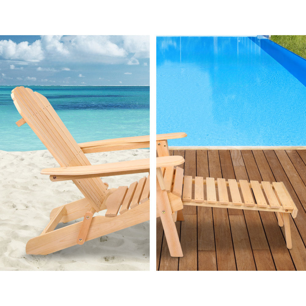 Outdoor Sun Chairs Patio Furniture Beach Lounger - Set of 2