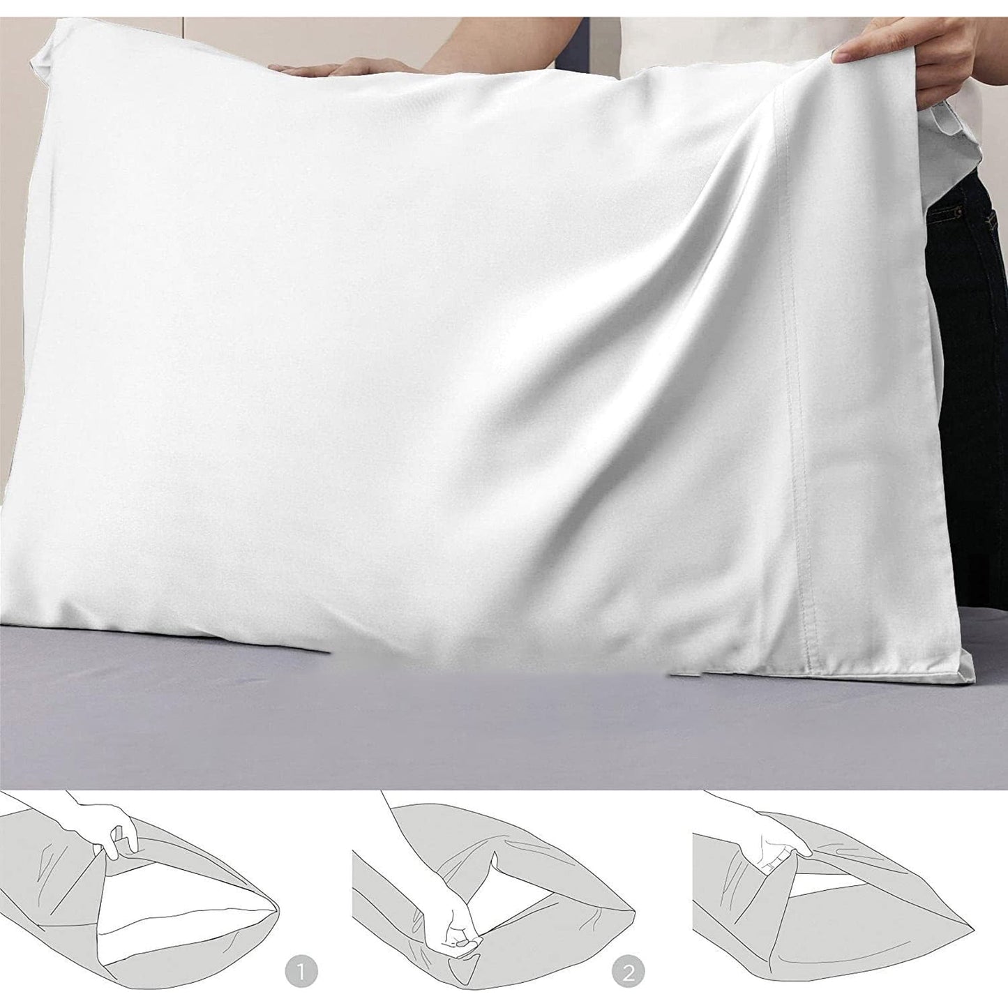 2-Piece 2000 Thread Count Egyptian Quality Microfibre Pillowcase - White