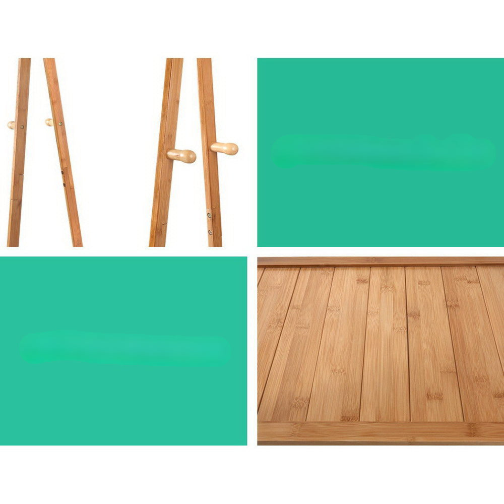 Bamboo Hanger Stand Wooden Clothes Rack Display Shelf
