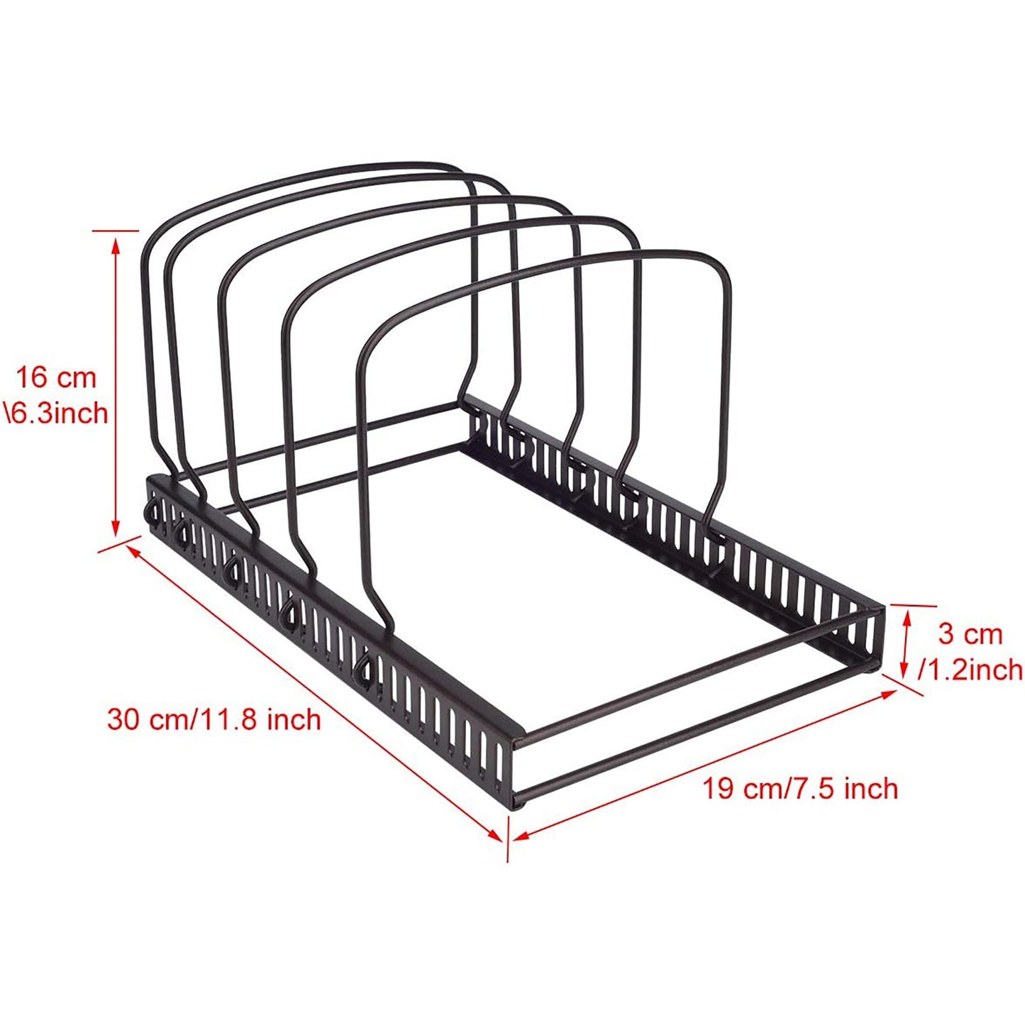 Adjustable Bakeware Rack with 10 Adjustable Compartments for Pantry or Cabinet - Brown