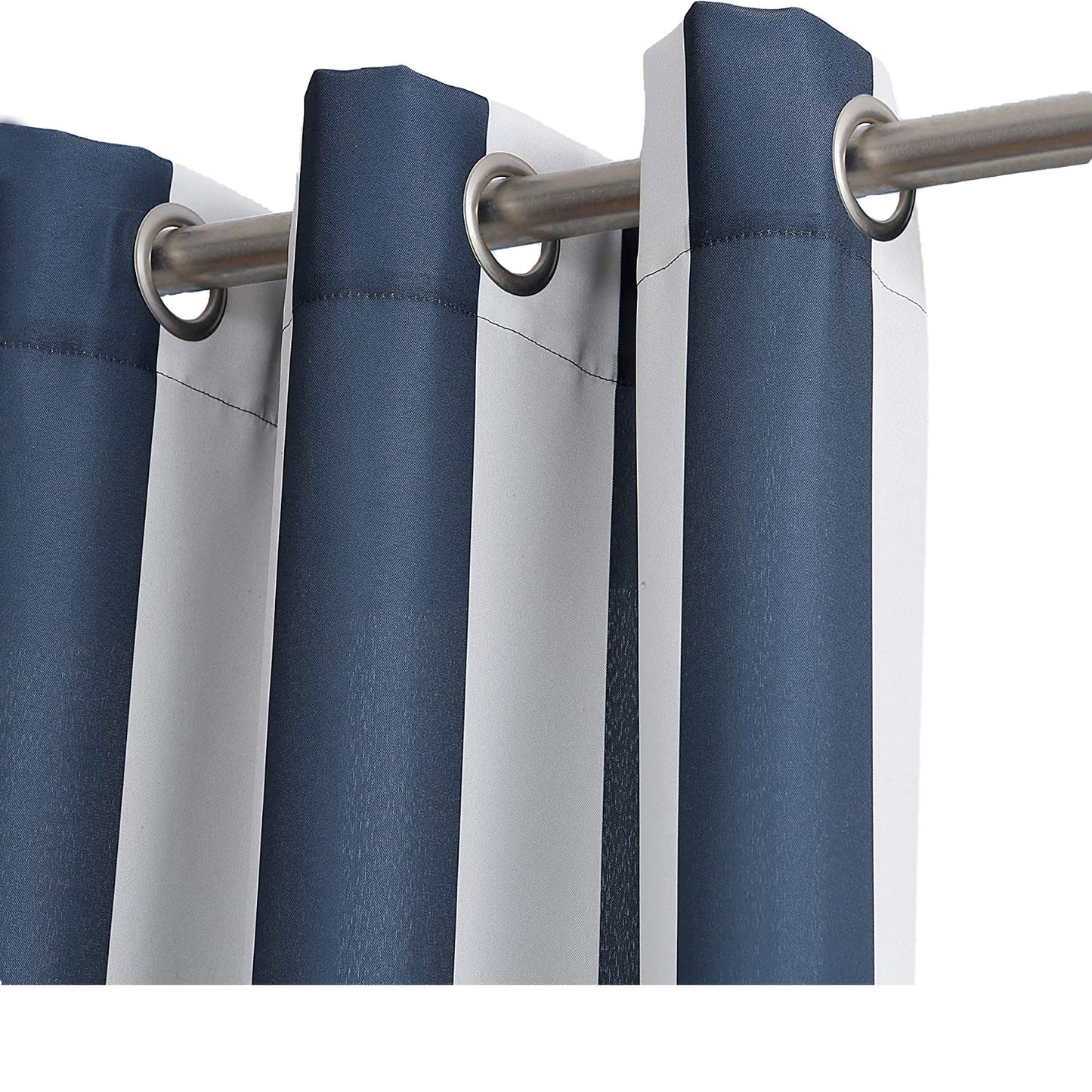 1pc Cabana Stripe Indoor and Outdoor UV Protectant Grommet Curtain Panel - Indigo