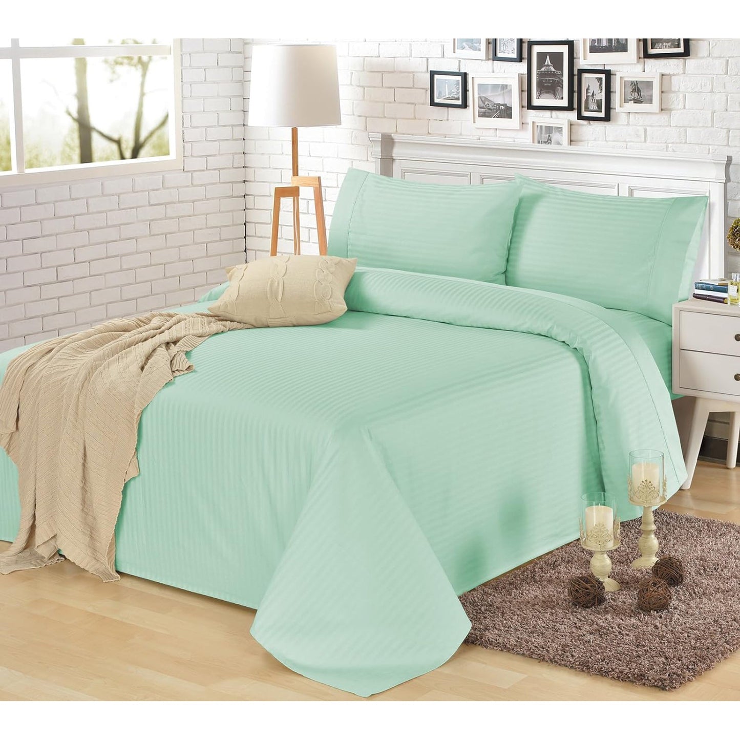 1200TC Egyptian Cotton Luxury Deep Pocket Bed Sheet Set - Cloud Stripe