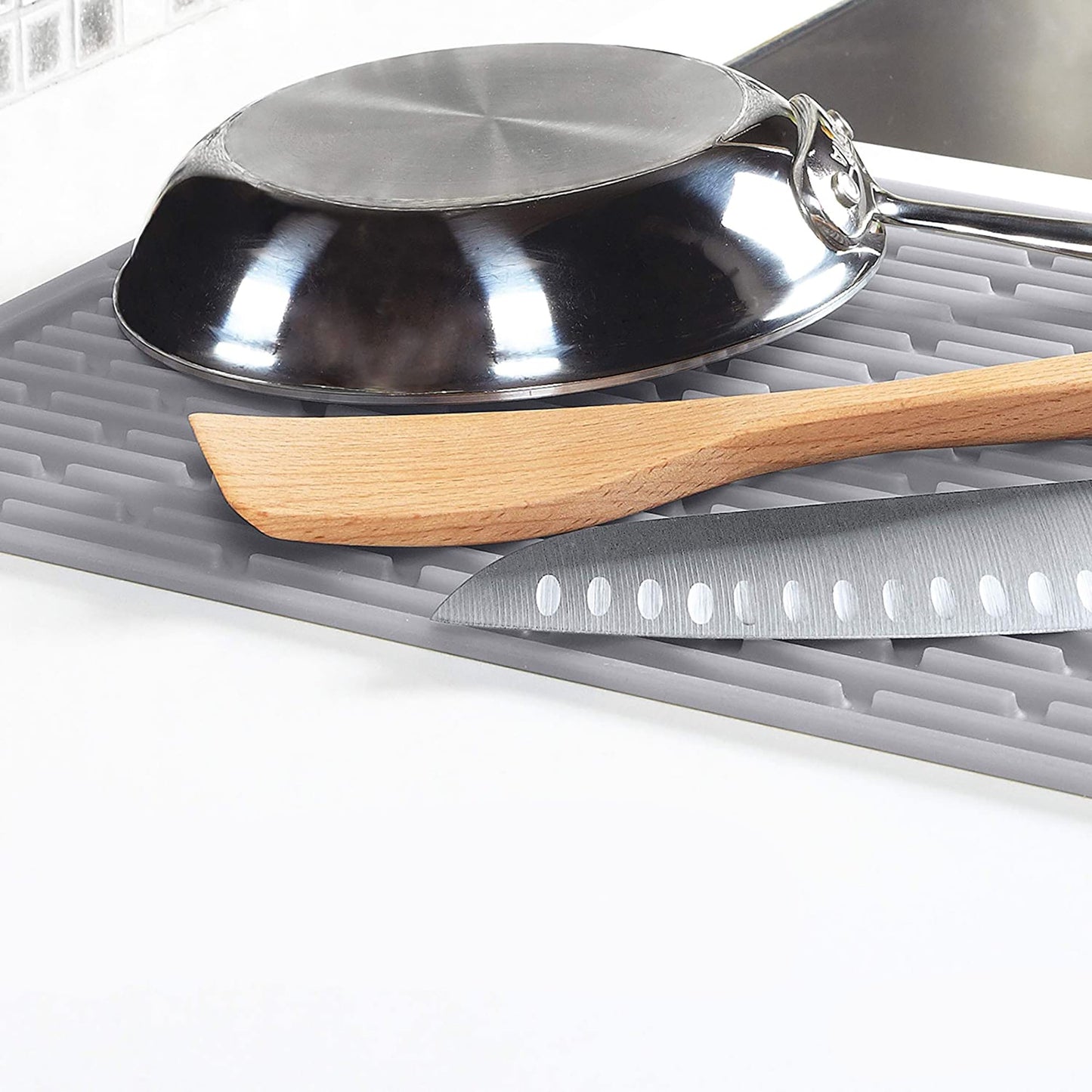 Dish Drying Mat for Kitchen Large - Grey