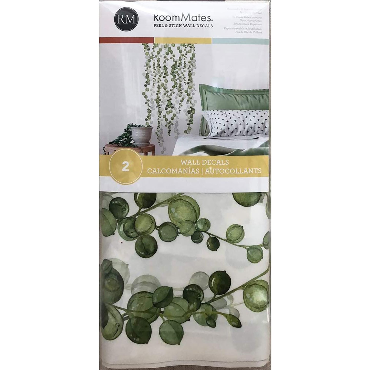 String of Pearls Succulent Vine Peel and Stick Wall Decals - 9x36.5 Inches