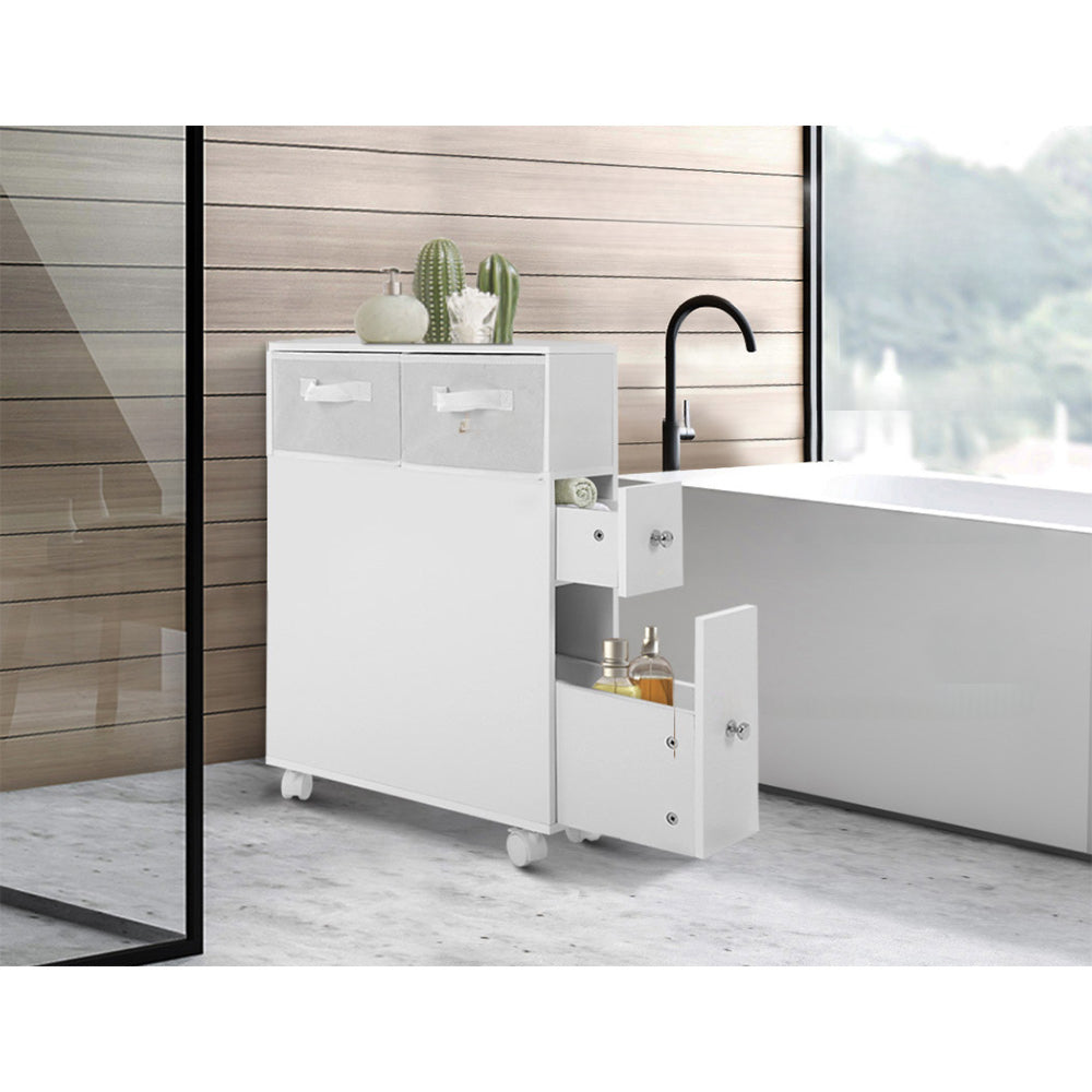 Bathroom Cabinet Toilet Storage Caddy Holder w/ Wheels