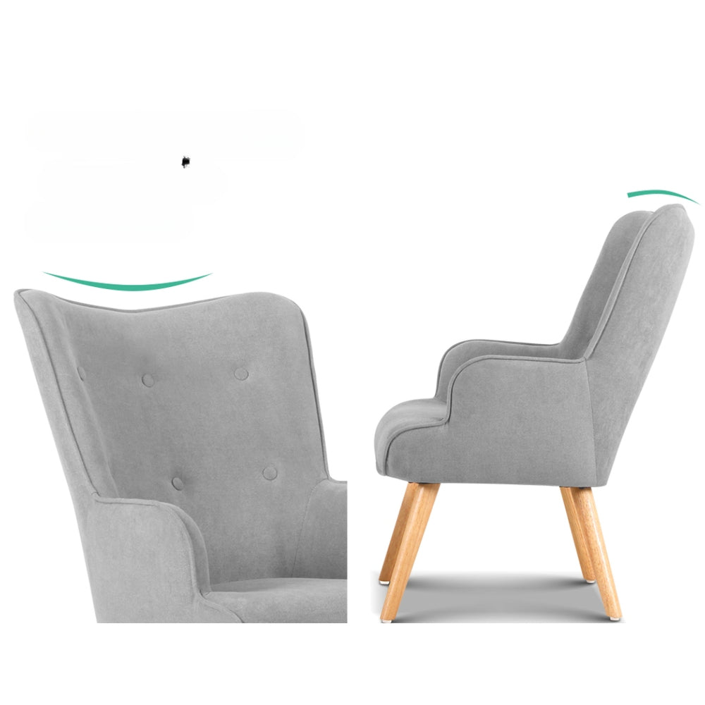 Armchair and Ottoman - Light Grey