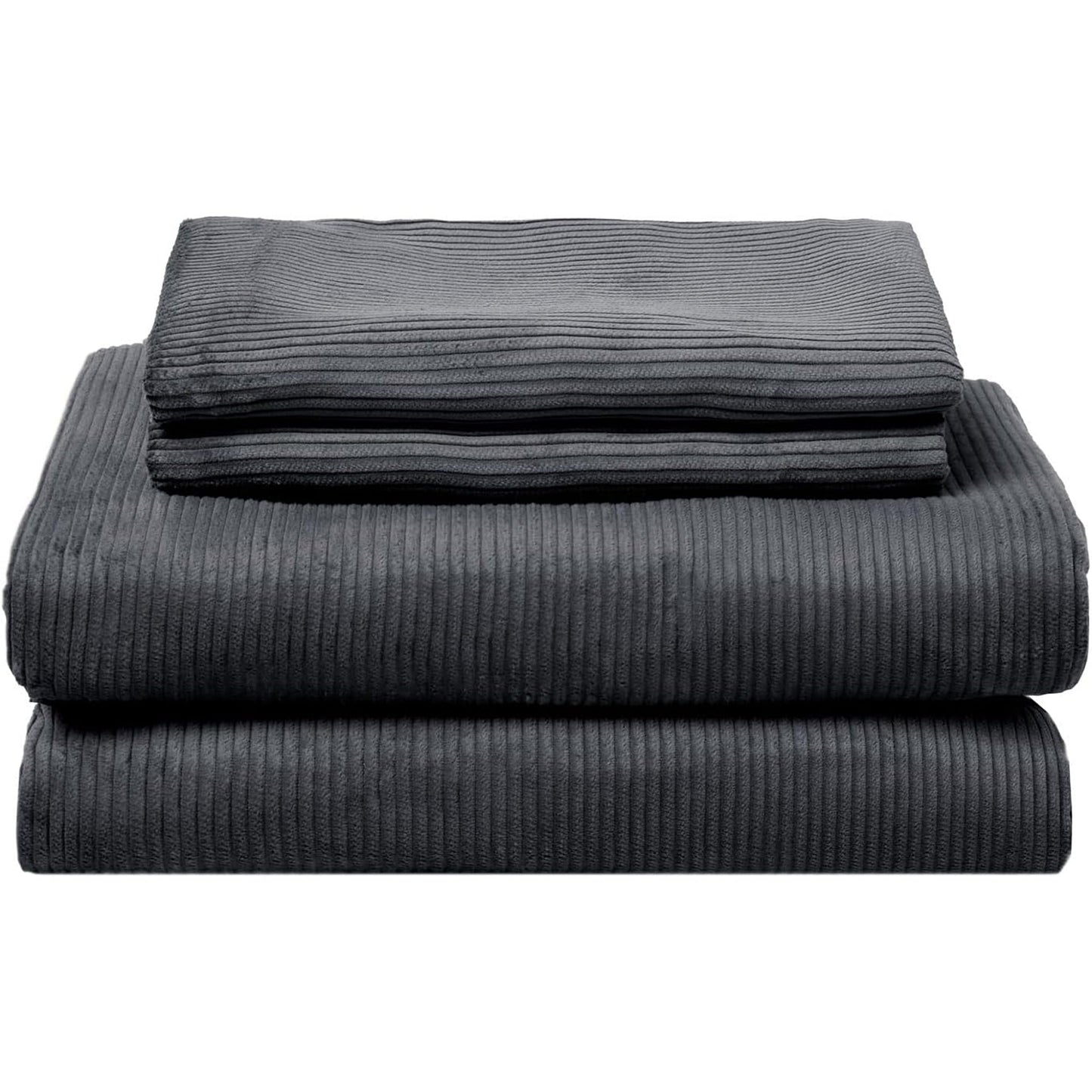 100% Soft Comfortable Cotton Corduroy Durable Doona Quilt Cover Set - Charcoal