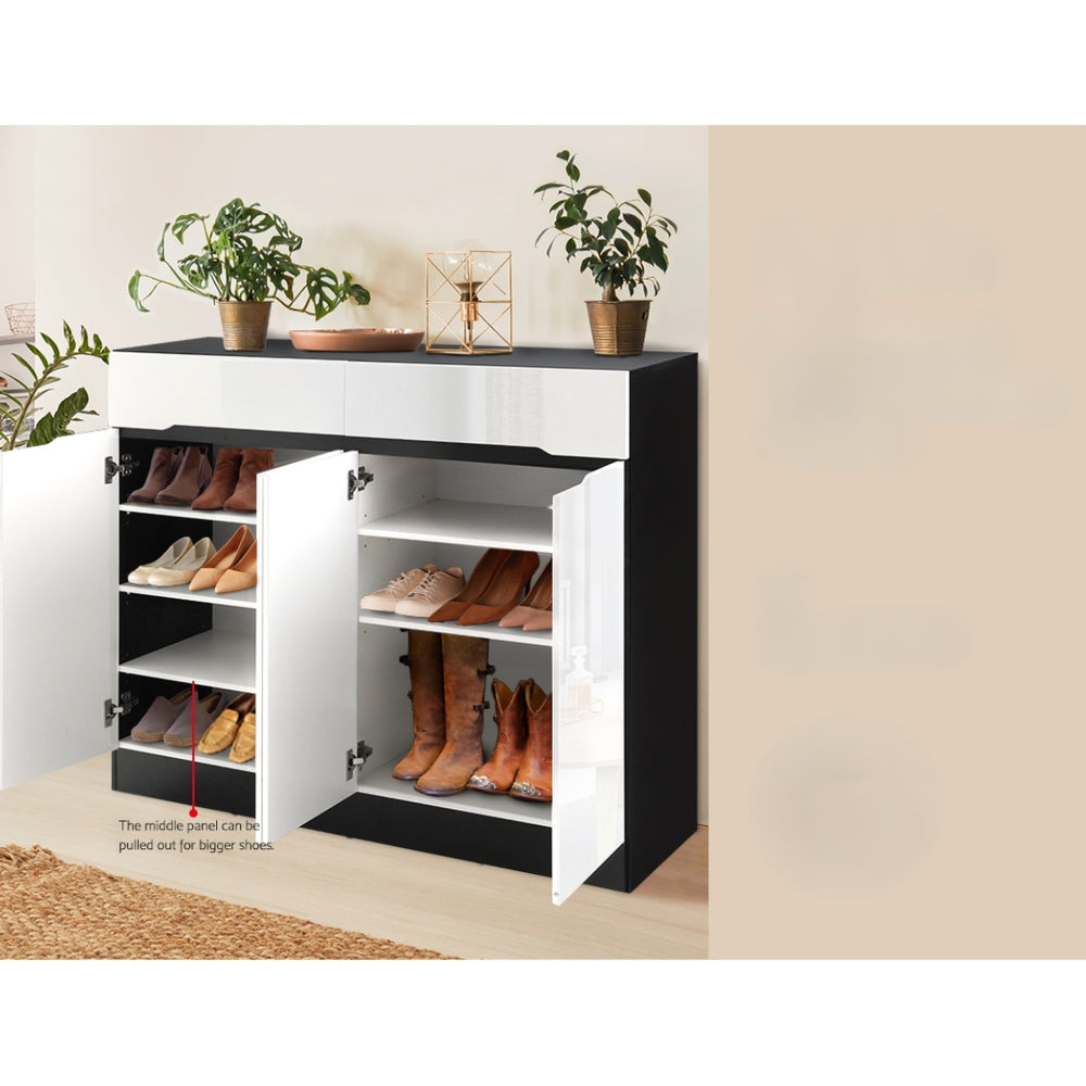 120cm Shoe Cabinet Shoes Storage Rack High Gloss Cupboard Shelf Drawers