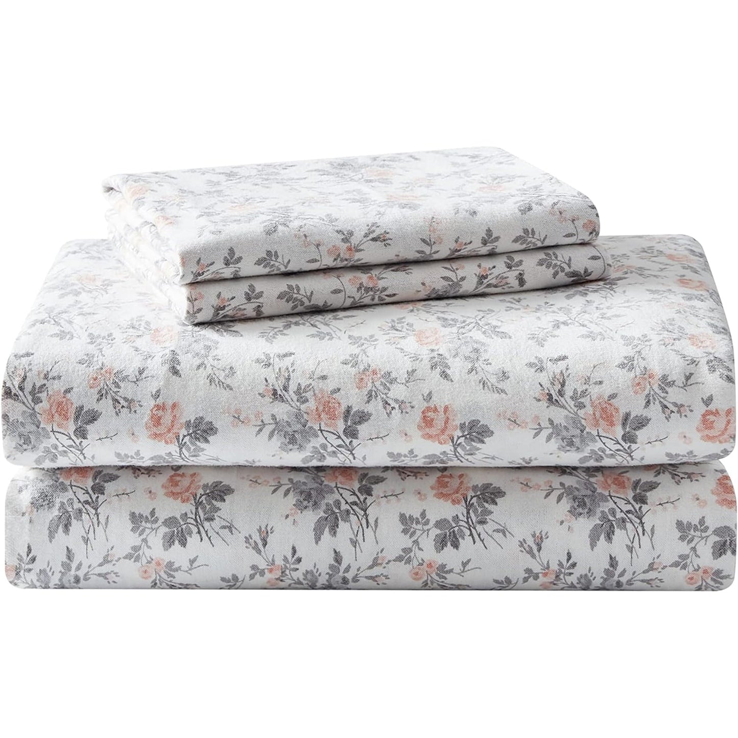 Soft Brushed Cotton Flannel Bedding Sheet Set - Rosalie Grey