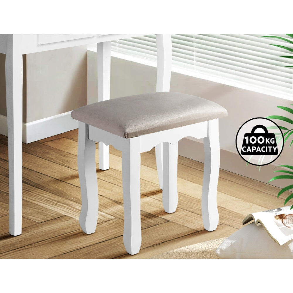 Dressing Table Stool Makeup Chair Bedroom Vanity Velvet Fabric Grey
