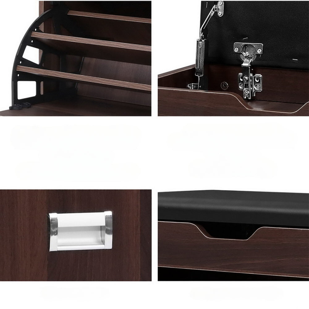 Shoe Cabinet Bench Shoes Organiser Storage Rack Wooden Cupboard 15 Pairs