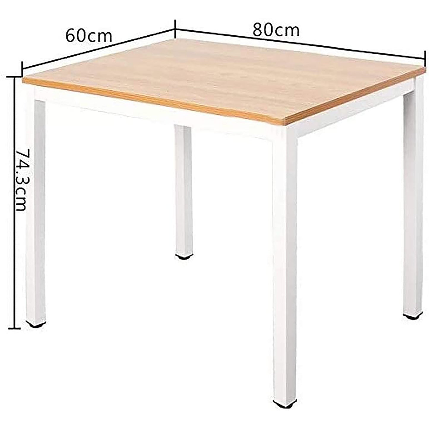 Small Computer Desk for Home and Office 80x60cm - Teak and White