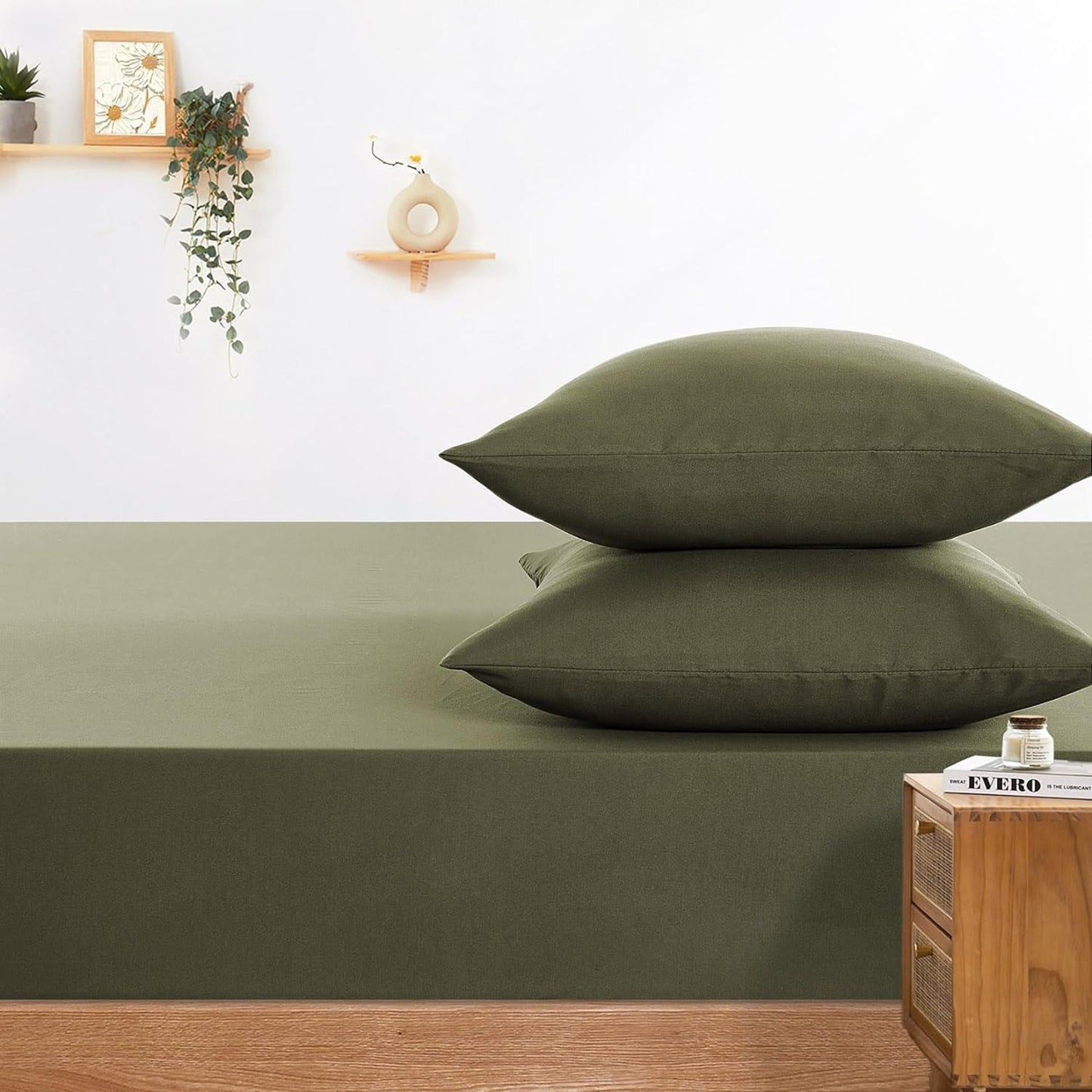 1000TC Ultra Soft Microfibre Extra Deep Fitted Sheet Set - Olive Green