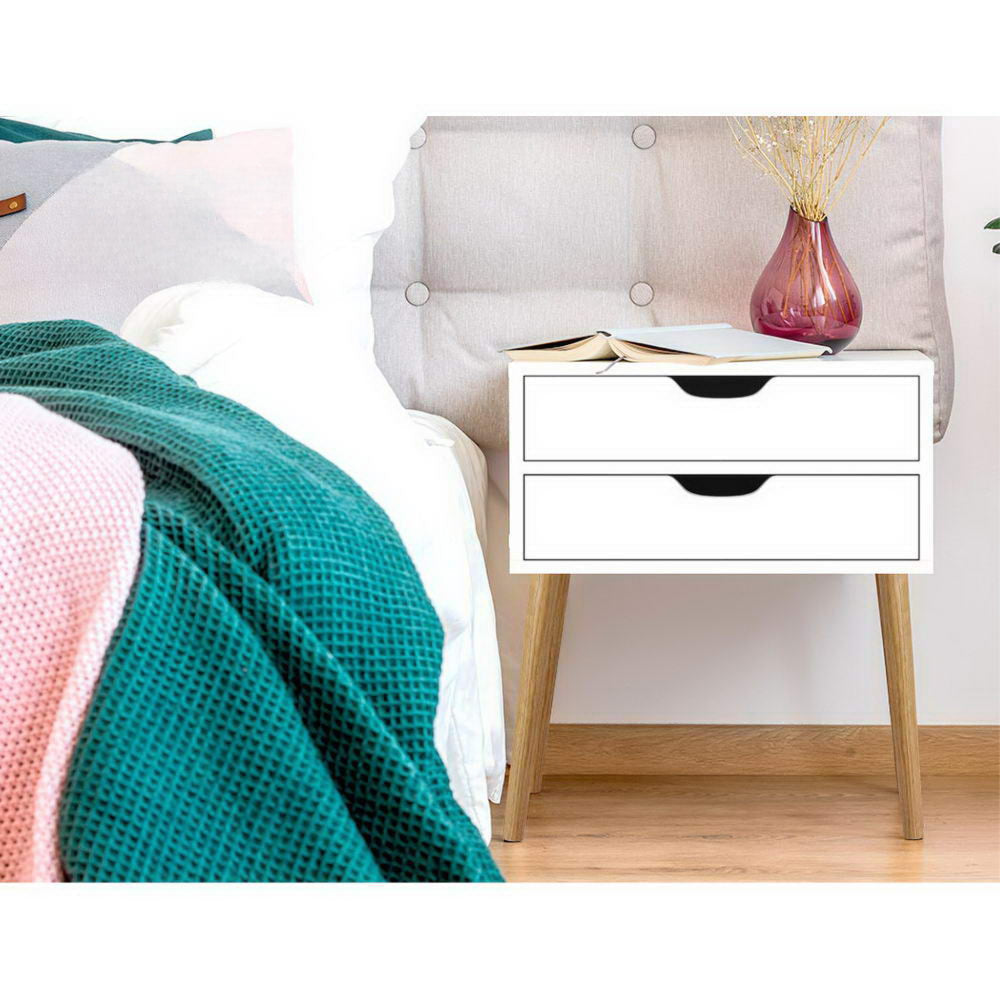 Bedside Tables Drawers Side Table Nightstand Wood Storage Cabinet White