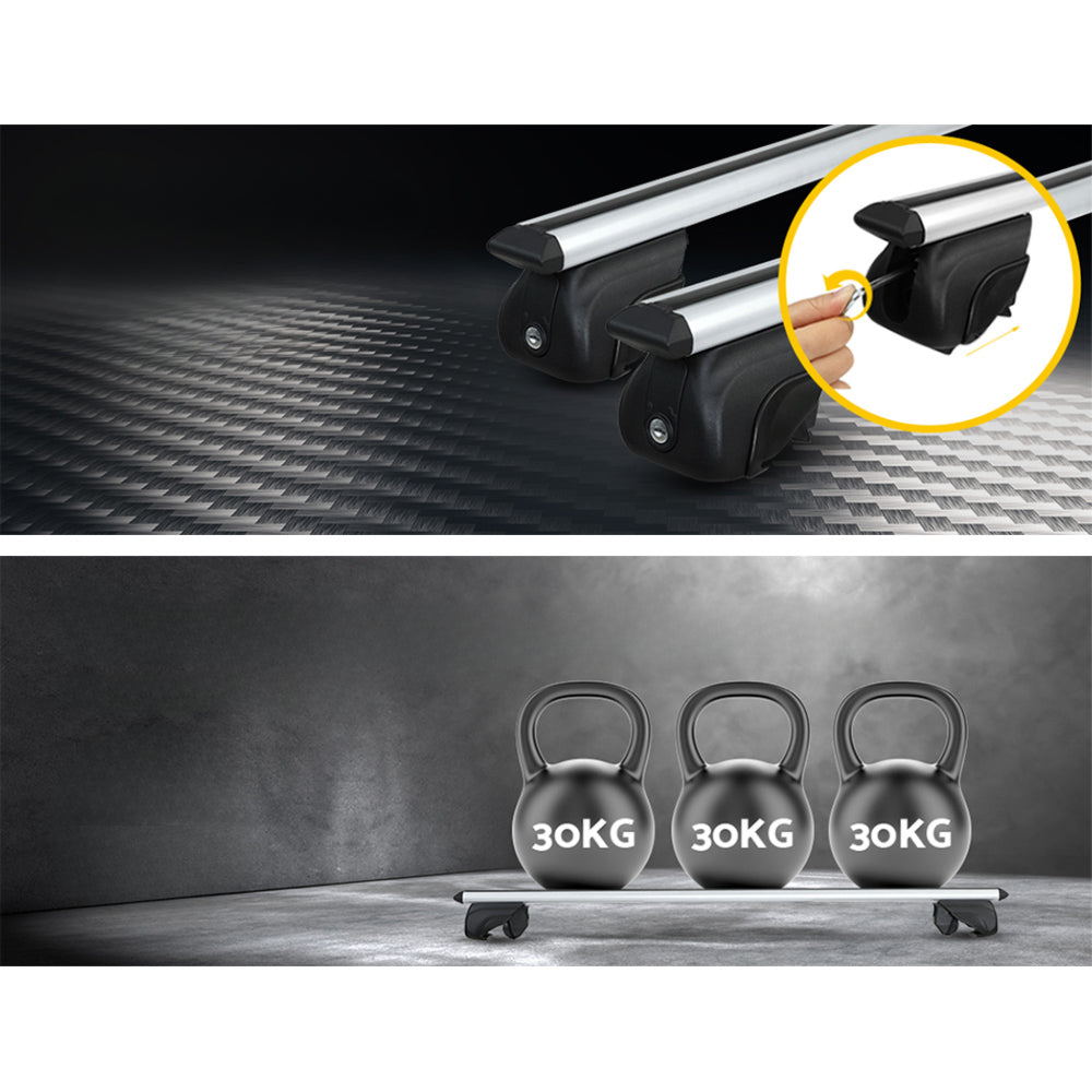 Universal Car Roof Rack Aluminium Cross Bars Silver - 111cm