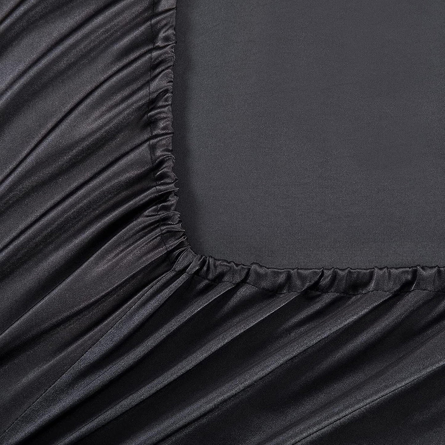 2000 TC Silk Satin Ultra Soft Deep Pocket Fitted Sheet - Black