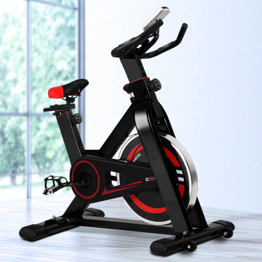 Spin Exercise Bike Cycling Fitness Home Workout Gym Black - Max User Weight 110kg