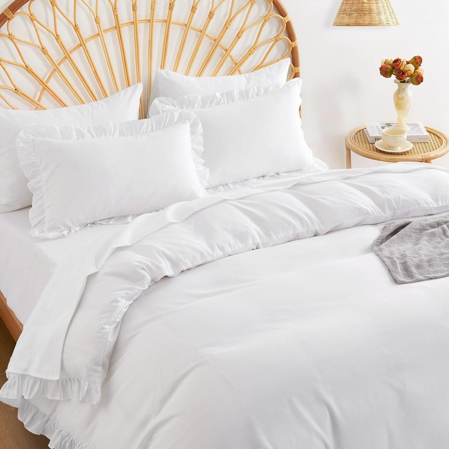 1000TC Ultra Soft Microfiber Duvet Doona Cover Quilt Cover Set - White