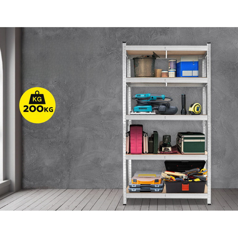 Warehouse Rack Garage Steel Metal Storage Shelve Silver - 1.8M