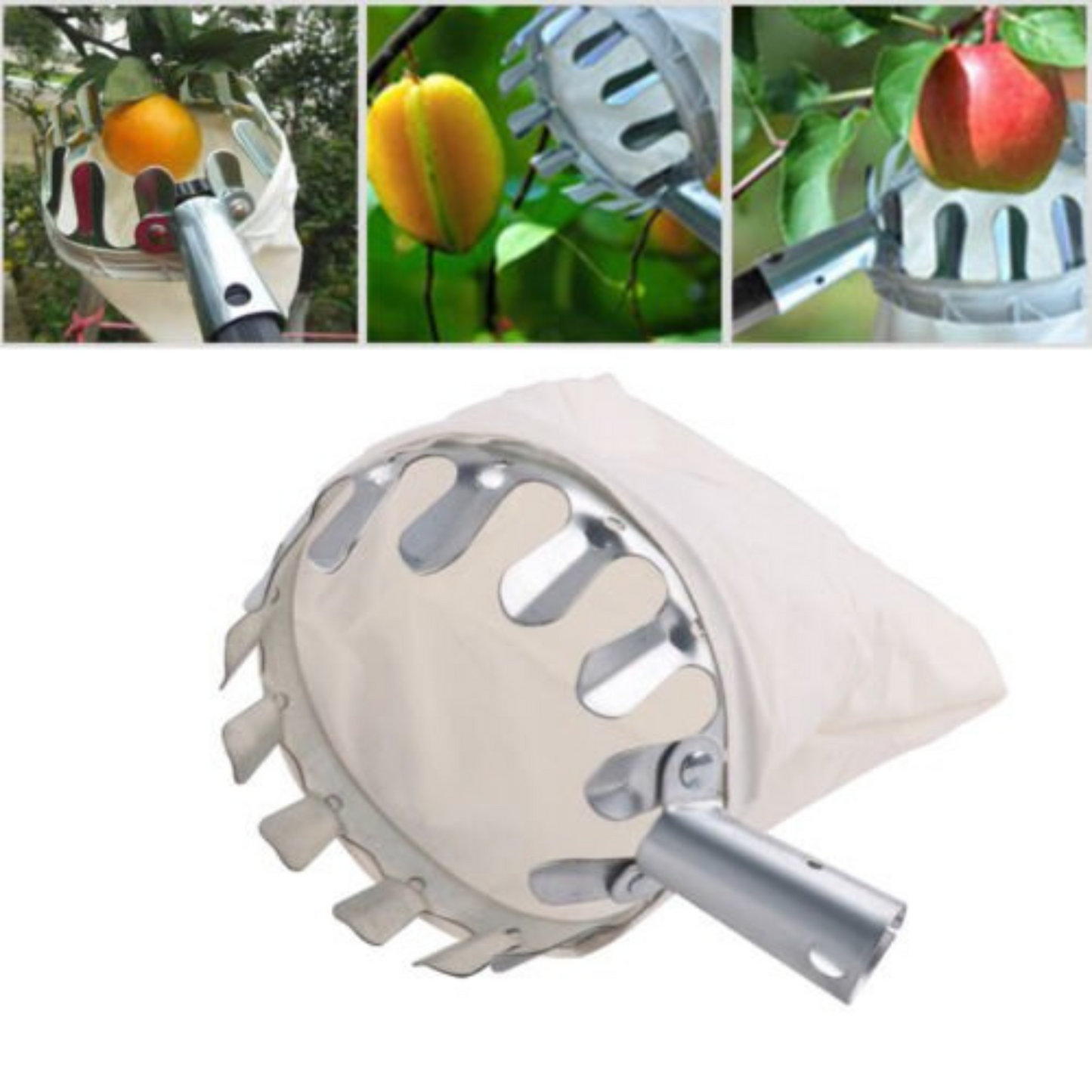 Fruit Picker with Basket Garden Farm Harvest Catching Tool
