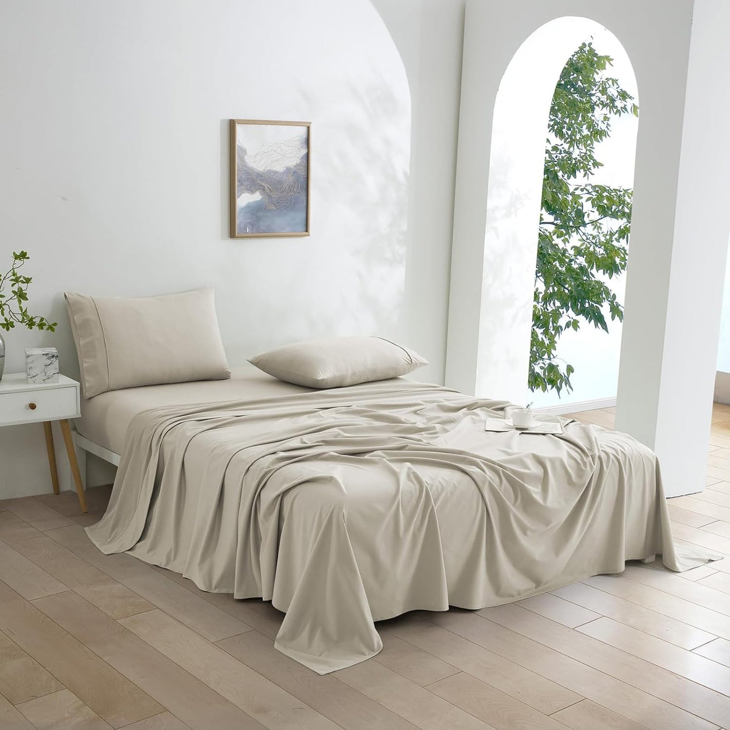 130 GSM Flannelette Soft Luxurious Micro Flannel Bed Sheet Set - Stone