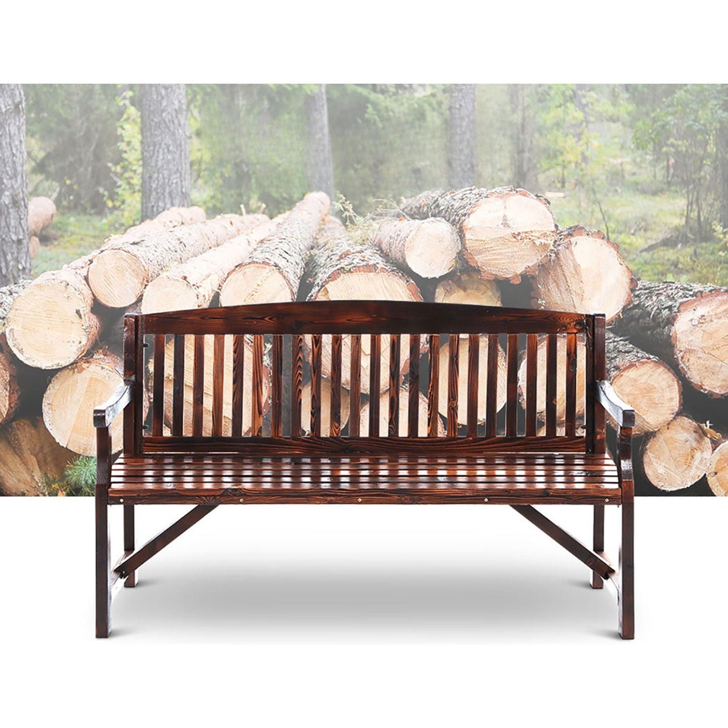 Wooden Garden Bench Outdoor Furniture Decor Patio 3 Seater - Natural