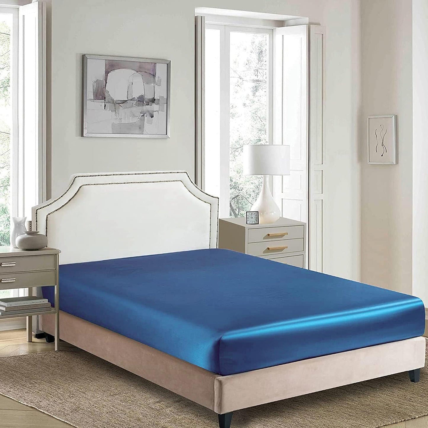 2000 TC Silk Satin Ultra Soft Deep Pocket Fitted Sheet - Ocean