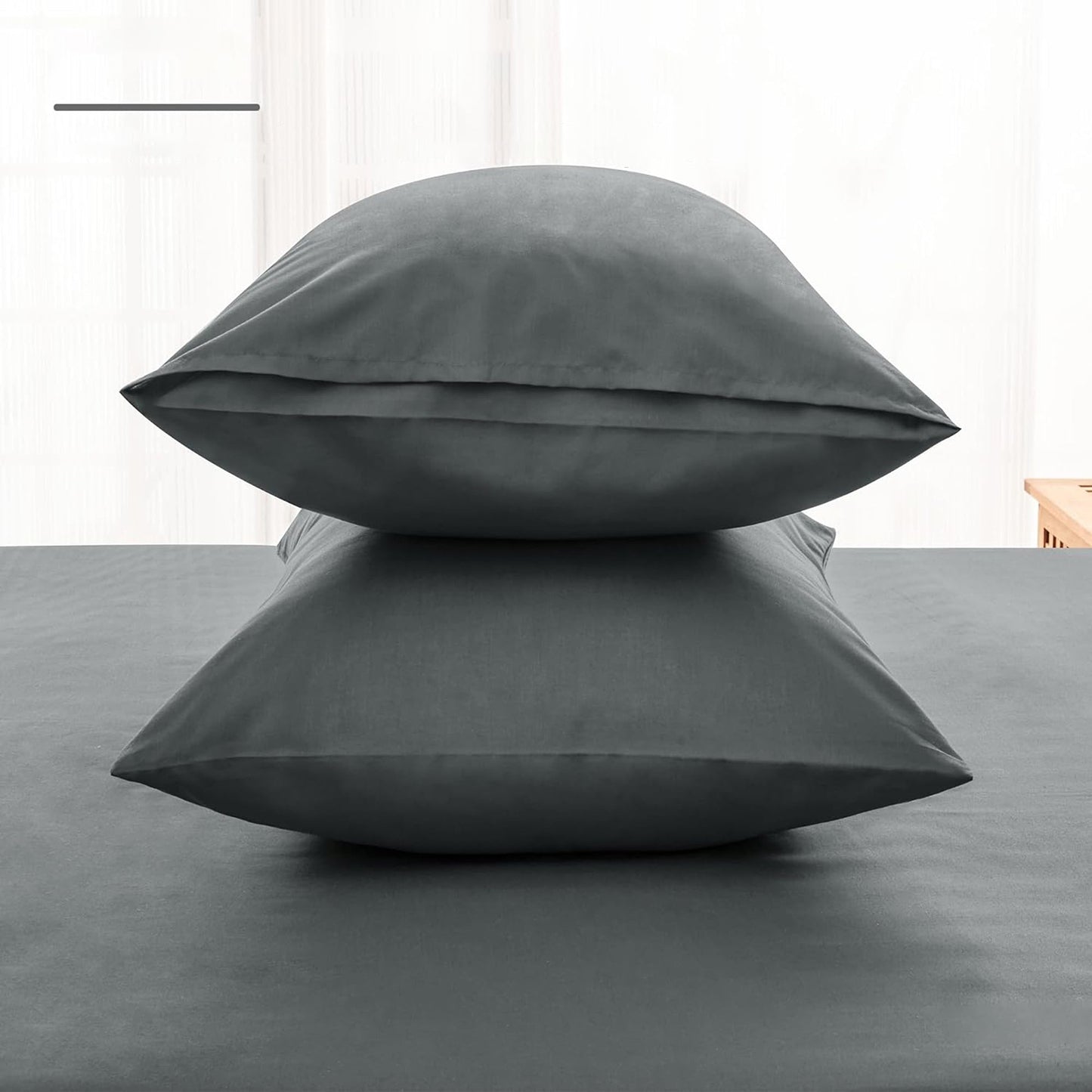 Envelope Closure Soft and Breathable 1000TC Cotton Blend Pillowcases - Charcoal