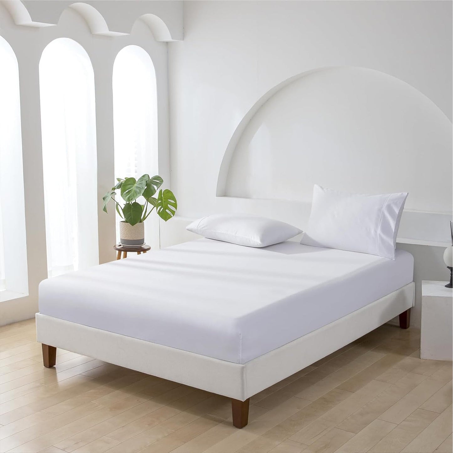 500TC Soft and Luxurious 100% Cool Breathable Cotton Bed Sateen Set - White