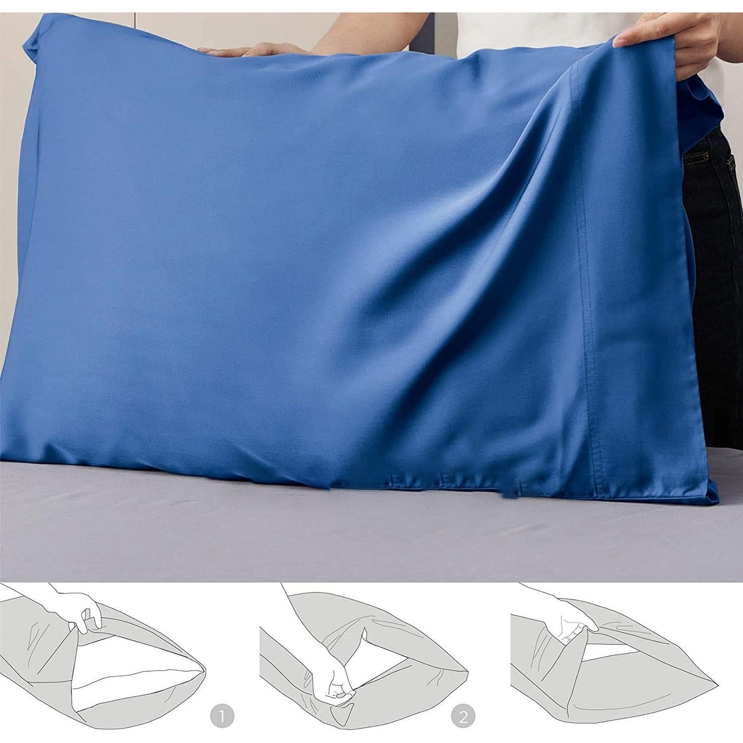 2-Piece 2000 Thread Count Egyptian Quality Microfibre Pillowcase - Ocean